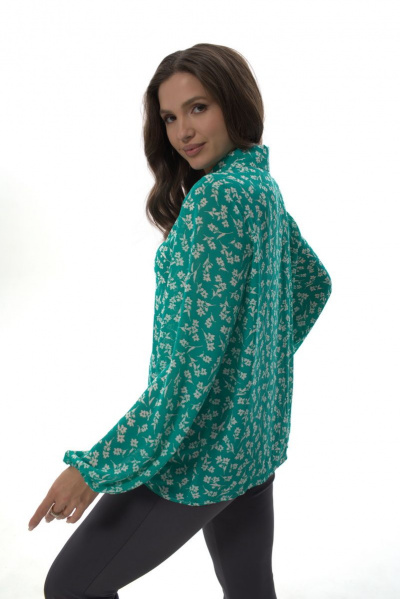 Рубашка прямого силуэта из легкой ткани с воротником стойка Abbi 4009 зеленый - фото 6