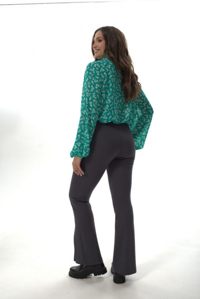 Рубашка прямого силуэта из легкой ткани с воротником стойка Abbi 4009 зеленый - фото 5