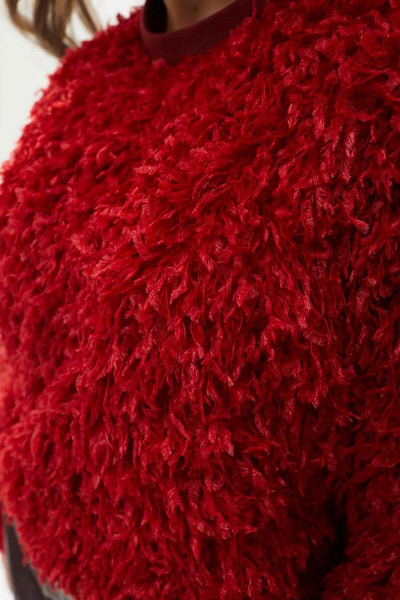 Джемпер свободного силуэта из трикотажа на каждый день Mislana С1017 красный - фото 5