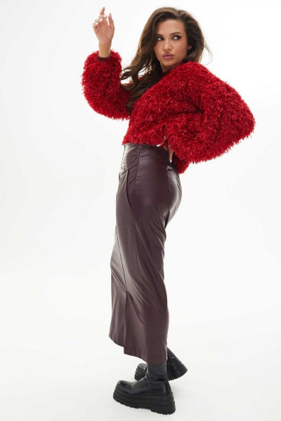 Джемпер свободного силуэта из трикотажа на каждый день Mislana С1017 красный - фото 3