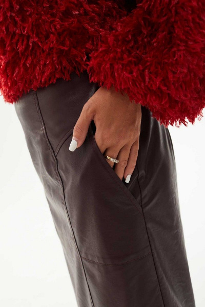 Джемпер свободного силуэта из трикотажа на каждый день Mislana С1017 красный - фото 7