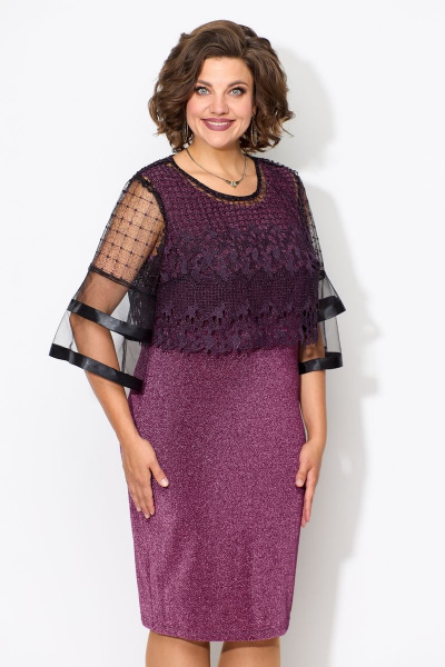 Комплект платья и блуза из трикотажа с люрексом Solomeya Lux 953 пурпурно-розовый - фото 12