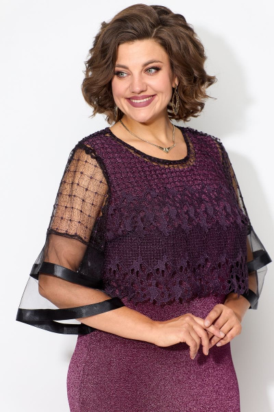 Комплект платья и блуза из трикотажа с люрексом Solomeya Lux 953 пурпурно-розовый - фото 4