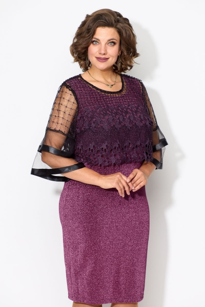 Комплект платья и блуза из трикотажа с люрексом Solomeya Lux 953 пурпурно-розовый - фото 2