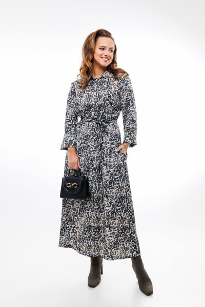 Стильное платье с защипами и поясом из текстиля Taita plus 2330 - фото 2
