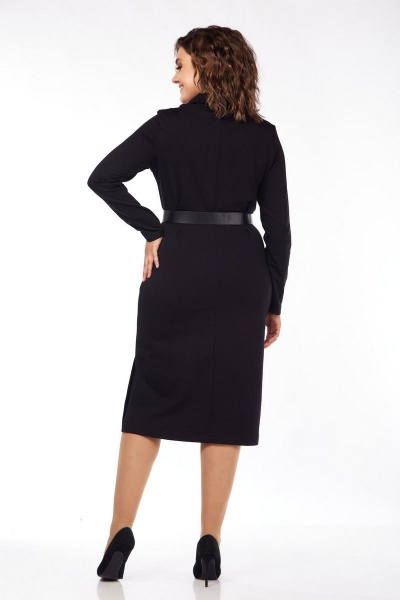Платье полуприталенное с воротом-хомут и складками VI ORO VR-1084 черный - фото 12