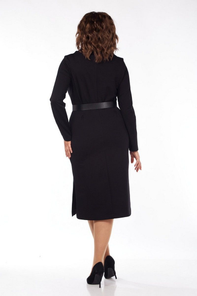 Платье полуприталенное с воротом-хомут и складками VI ORO VR-1084 черный - фото 4