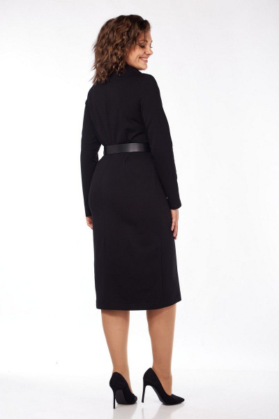 Платье полуприталенное с воротом-хомут и складками VI ORO VR-1084 черный - фото 3
