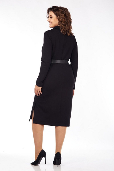 Платье полуприталенное с воротом-хомут и складками VI ORO VR-1084 черный - фото 2