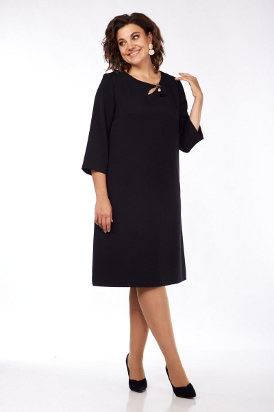 Демисезонное платье в стиле оверсайз с карманами и вырезом капля VI ORO VR-1097/ч черный - фото 10