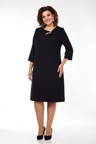 Демисезонное платье в стиле оверсайз с карманами и вырезом капля VI ORO VR-1097/ч черный - фото 5