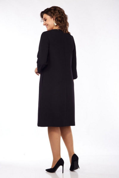 Демисезонное платье в стиле оверсайз с карманами и вырезом капля VI ORO VR-1097/ч черный - фото 4