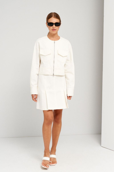 Юбка белая из хлопка для повседневной носки BURVIN 8849-21 - фото 1