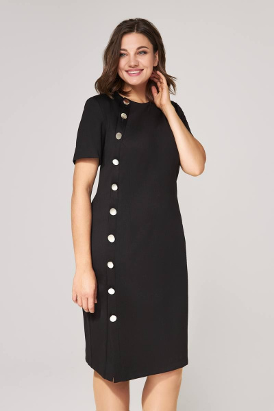 Платье из трикотажа с планкой и застежкой на петли IVA 1534 черный - фото 3