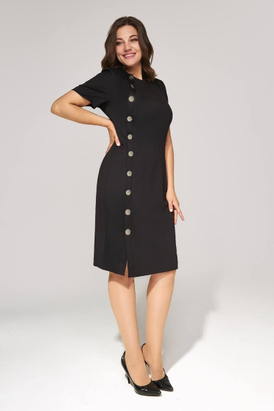 Платье из трикотажа с планкой и застежкой на петли IVA 1534 черный - фото 2