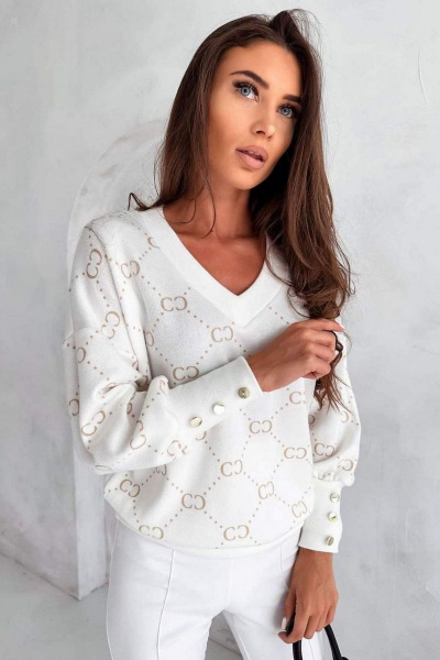 Джемпер свободный с V-образным вырезом и резинкой по низу Nika.PL 020155 гучи - фото 3