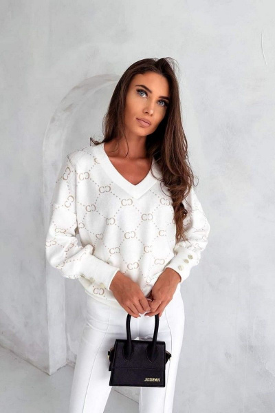 Джемпер свободный с V-образным вырезом и резинкой по низу Nika.PL 020155 гучи - фото 1