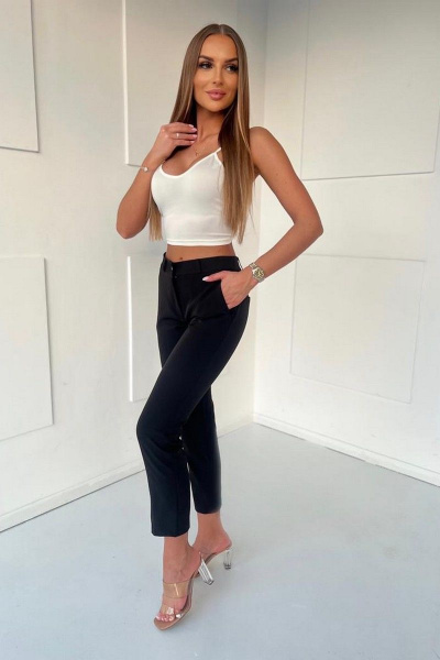 Деловой костюм приталенный жакет и прямые брюки 7/8 Nika.PL 040201 черный - фото 3