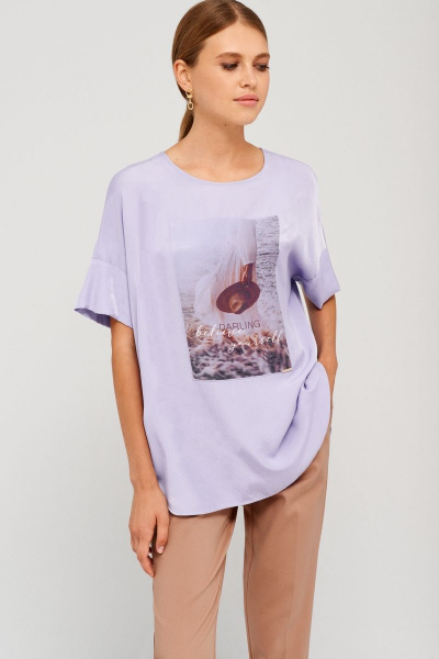 Фиолетовая трикотажная майка в стиле на каждый день BURVIN 9089-51 - фото 1