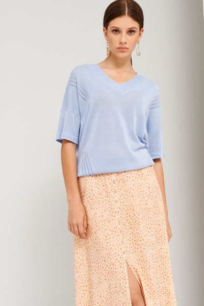 Легкая юбка в стиле на каждый день с разрезом и декоративными пуговицами BURVIN 9033-21 - фото 2