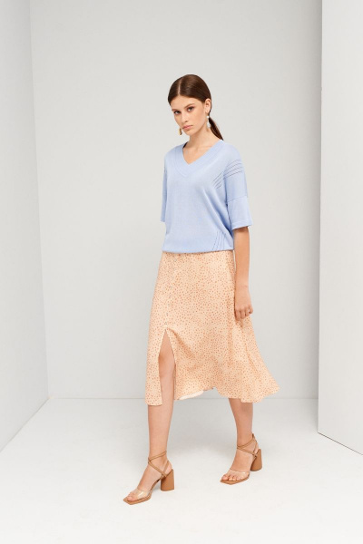 Легкая юбка в стиле на каждый день с разрезом и декоративными пуговицами BURVIN 9033-21 - фото 1