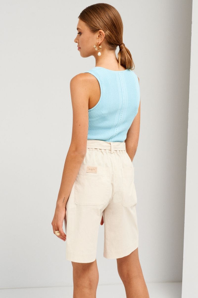 Блуза голубая летняя из вискозы, прилегающего кроя BURVIN 8957-56 - фото 2