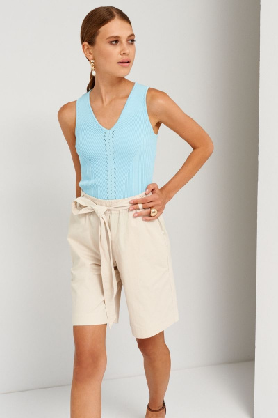 Блуза голубая летняя из вискозы, прилегающего кроя BURVIN 8957-56 - фото 1