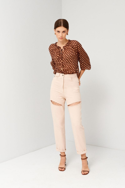 Летняя женская блузка с рюшей и регланными рукавами BURVIN 9118-51 - фото 2