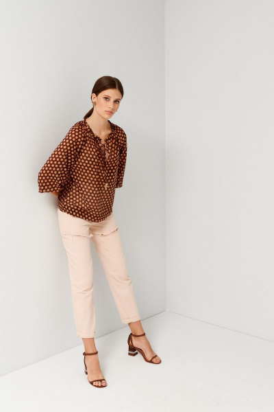 Летняя женская блузка с рюшей и регланными рукавами BURVIN 9118-51 - фото 1