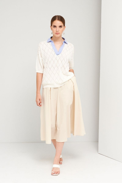 Юбка бежевый летняя из хлопка для повседневной носки BURVIN 8982-21 - фото 1