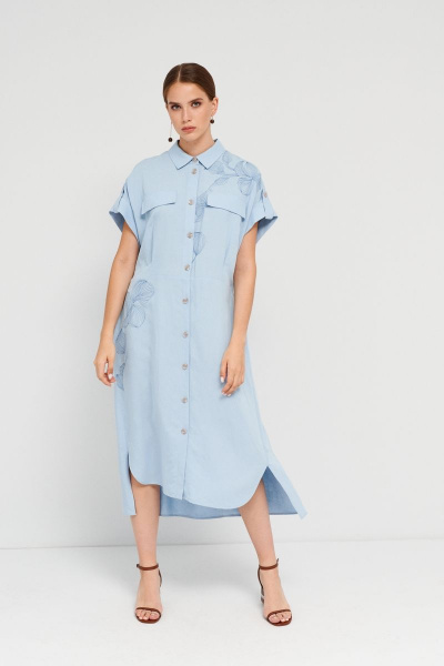 Платье голубое летнее из вискозы для ежедневной носки BURVIN 8922-81 - фото 1