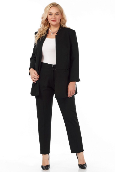 Деловой жакет из текстиля с подрезами на полочке Belinga 5156 черный - фото 3