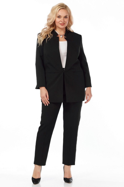 Деловой жакет из текстиля с подрезами на полочке Belinga 5156 черный - фото 2