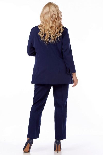 Деловой жакет из текстиля с подрезами без воротника Belinga 5157 синий - фото 4