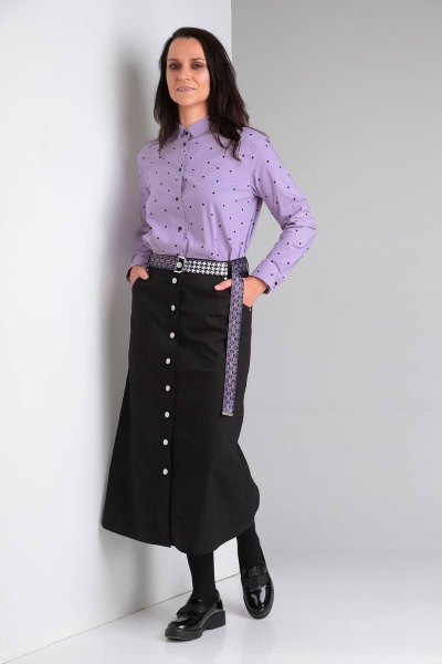 Демисезонная джинсовая юбка А-силуэта с декоративным поясом Ma Vie М648-2 черный - фото 5