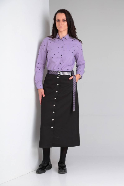 Демисезонная джинсовая юбка А-силуэта с декоративным поясом Ma Vie М648-2 черный - фото 2