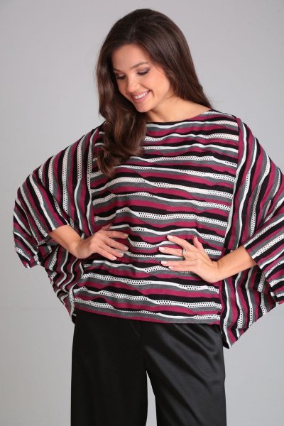 Блуза бохо из трикотажа с оригинальным кроем и яркими деталями AXXA 138 - фото 5