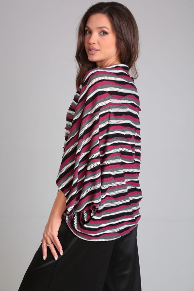 Блуза бохо из трикотажа с оригинальным кроем и яркими деталями AXXA 138 - фото 2