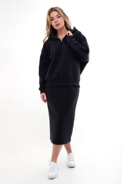 Комплект юбка и джемпер с капюшоном из теплого футера GO F7034/40-02.170-176 - фото 2