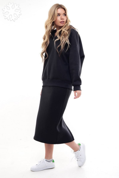 Комплект юбка и джемпер с капюшоном из теплого футера GO F7034/40-02.170-176 - фото 1