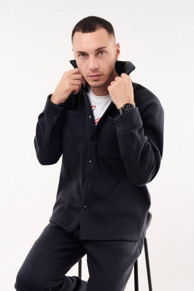 Классическая рубашка из трикотажа с нагрудными карманами GO M4032/40-02.176-182 - фото 2