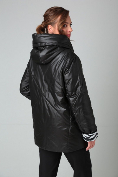 Черная куртка на тесьме-молнии с капюшоном Диомант 1924 зебра+черный - фото 3