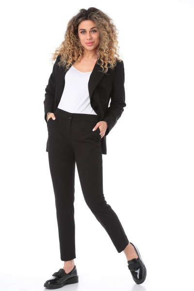 Базовый деловой костюм жакет и брюки из текстиля и хлопка Angelina & Сompany 820 - фото 5