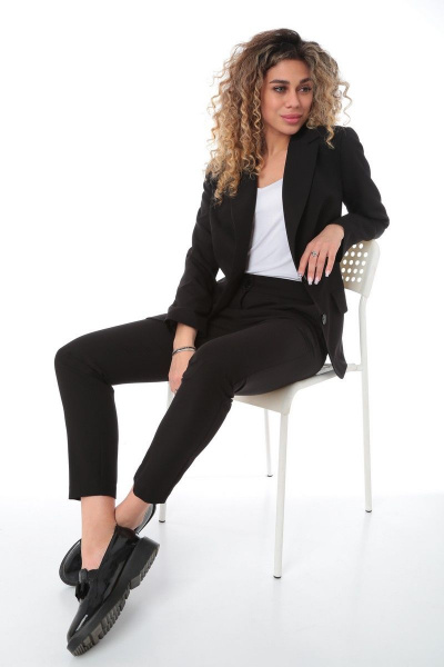 Базовый деловой костюм жакет и брюки из текстиля и хлопка Angelina & Сompany 820 - фото 4