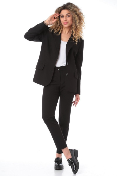 Базовый деловой костюм жакет и брюки из текстиля и хлопка Angelina & Сompany 820 - фото 3