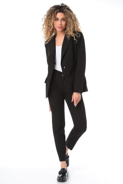 Базовый деловой костюм жакет и брюки из текстиля и хлопка Angelina & Сompany 820 - фото 1