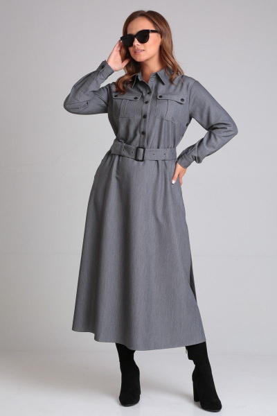 Градуированное платье из хлопка и текстиля с поясом Angelina & Сo 891 - фото 6