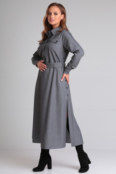 Градуированное платье из хлопка и текстиля с поясом Angelina & Сo 891 - фото 4