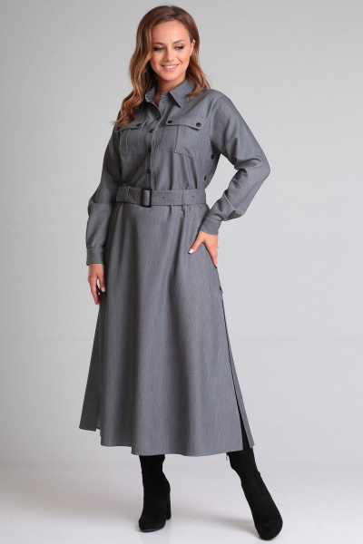 Градуированное платье из хлопка и текстиля с поясом Angelina & Сo 891 - фото 1