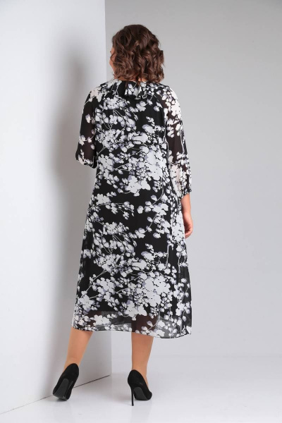 Платье из шифона с воланом и кружевной вставкой LadisLine 1470 веточки - фото 7